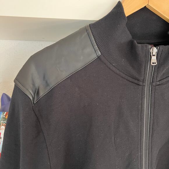 Michael Michael Kors Black Zip-Up Jacket Faux Leather Trim Men’s L - Picture 4 of 14